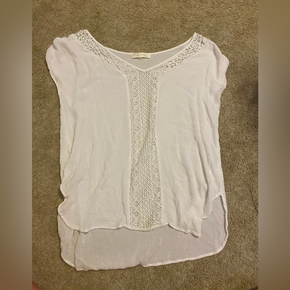 white lace v neck francesca’s top